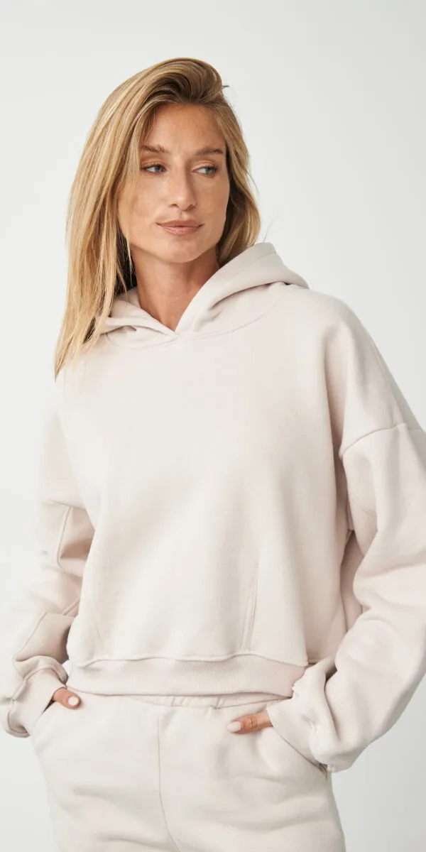 HOODIE CROPPED PINTUCK - PEACHLUXE®