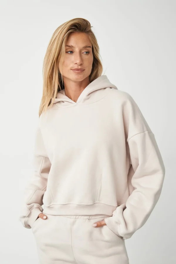 HOODIE CROPPED PINTUCK - PEACHLUXE®